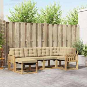 vidaXL Set de canapele de exterior cu pernă 6 pcs Alb și Bej imagine