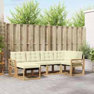 vidaXL Set de canapele de exterior cu pernă 6 pcs Alb și crem imagine