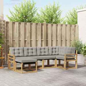 vidaXL Set de canapele de exterior cu pernă 6 pcs Alb și gri deschis imagine