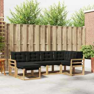 vidaXL Set de canapele de exterior cu pernă 6 pcs Alb și negru imagine