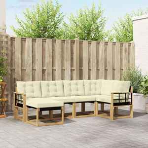 vidaXL Set de canapele de exterior cu pernă 6 pcs Alb și crem imagine