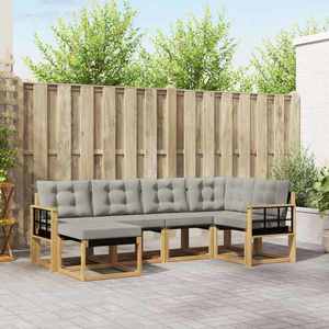 vidaXL Set de canapele de exterior cu pernă 6 pcs Alb și gri deschis imagine