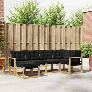 vidaXL Set de canapele de exterior cu pernă 6 pcs Alb și negru imagine