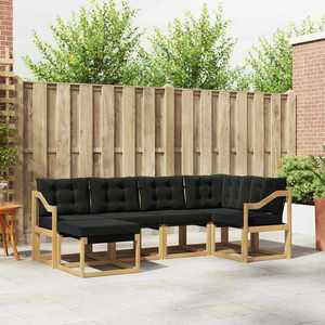 vidaXL Set de canapele de exterior cu pernă 6 pcs Alb și negru imagine