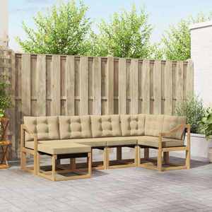 vidaXL Set de canapele de exterior cu pernă 6 pcs Alb și Bej imagine