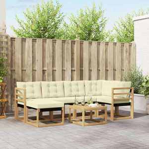 vidaXL Set de canapele de exterior cu pernă 7 pcs Alb și crem imagine