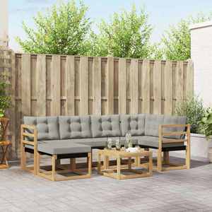 vidaXL Set de canapele de exterior cu pernă 7 pcs Alb și gri deschis imagine