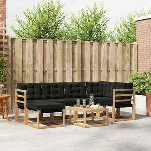 vidaXL Set de canapele de exterior cu pernă 7 pcs Alb și negru imagine