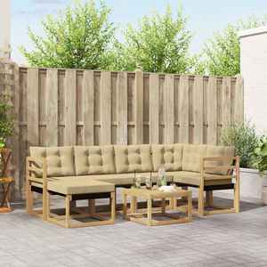vidaXL Set de canapele de exterior cu pernă 7 pcs Alb și Bej imagine
