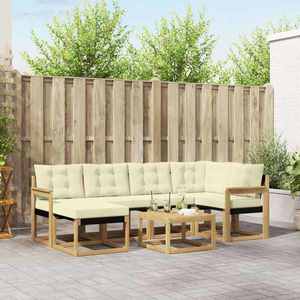 vidaXL Set de canapele de exterior cu pernă 7 pcs Alb și crem imagine