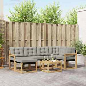 vidaXL Set de canapele de exterior cu pernă 7 pcs Alb și gri deschis imagine