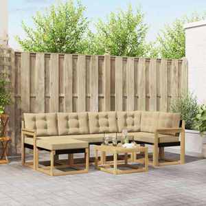 vidaXL Set de canapele de exterior cu pernă 7 pcs Alb și Bej imagine