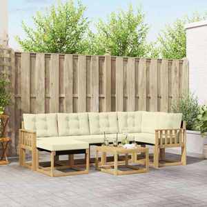 vidaXL Set de canapele de exterior cu pernă 7 pcs Alb și crem imagine