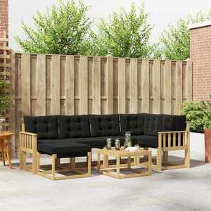 vidaXL Set de canapele de exterior cu pernă 7 pcs Alb și negru imagine