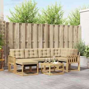 vidaXL Set de canapele de exterior cu pernă 7 pcs Alb și Bej imagine