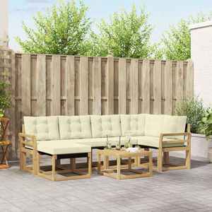 vidaXL Set de canapele de exterior cu pernă 7 pcs Alb și crem imagine