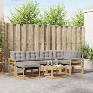 vidaXL Set de canapele de exterior cu pernă 7 pcs Alb și gri deschis imagine