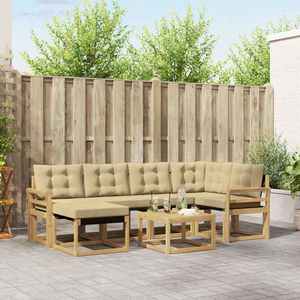 vidaXL Set de canapele de exterior cu pernă 7 pcs Alb și Bej imagine
