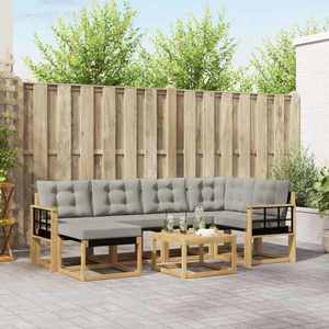 vidaXL Set de canapele de exterior cu pernă 7 pcs Alb și gri deschis imagine