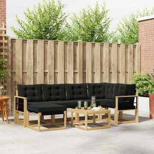 vidaXL Set de canapele de exterior cu pernă 7 pcs Alb și negru imagine