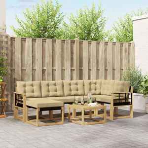 vidaXL Set de canapele de exterior cu pernă 7 pcs Alb și Bej imagine