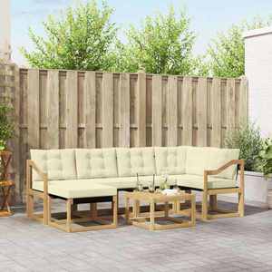 vidaXL Set de canapele de exterior cu pernă 7 pcs Alb și crem imagine