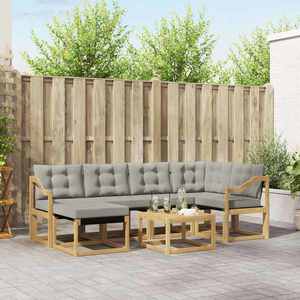 vidaXL Set de canapele de exterior cu pernă 7 pcs Alb și gri deschis imagine