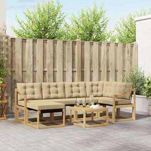 vidaXL Set de canapele de exterior cu pernă 7 pcs Alb și Bej imagine