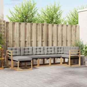 vidaXL Set de canapele de exterior cu pernă 7 pcs Alb și gri deschis imagine