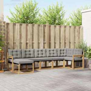 vidaXL Set de canapele de exterior cu pernă 7 pcs Alb și gri deschis imagine