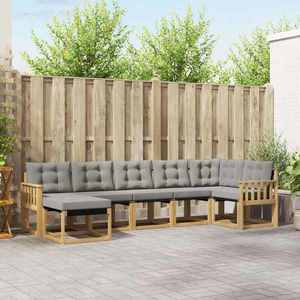 vidaXL Set de canapele de exterior cu pernă 7 pcs Alb și gri deschis imagine