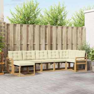 vidaXL Set de canapele de exterior cu pernă 7 pcs Alb și crem imagine