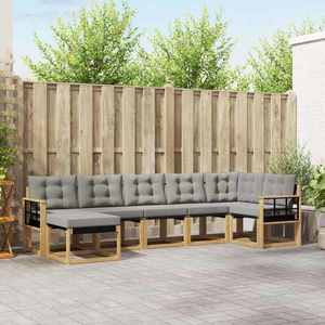 vidaXL Set de canapele de exterior cu pernă 7 pcs Alb și gri deschis imagine