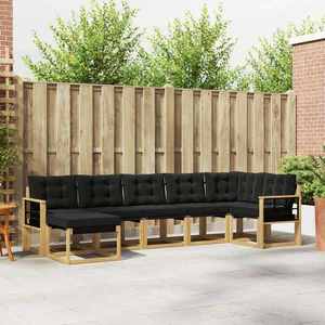 vidaXL Set de canapele de exterior cu pernă 7 pcs Alb și negru imagine