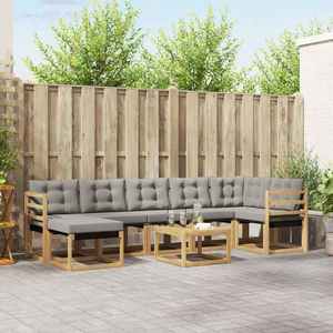 vidaXL Set de canapele de exterior cu pernă 8 pcs Alb și gri deschis imagine