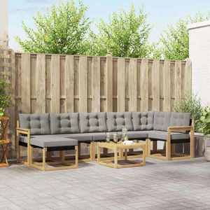 vidaXL Set de canapele de exterior cu pernă 8 pcs Alb și gri deschis imagine