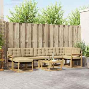 vidaXL Set de canapele de exterior cu pernă 8 pcs Alb și Bej imagine