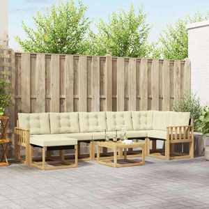 vidaXL Set de canapele de exterior cu pernă 8 pcs Alb și crem imagine