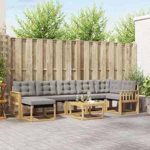 vidaXL Set de canapele de exterior cu pernă 8 pcs Alb și gri deschis imagine