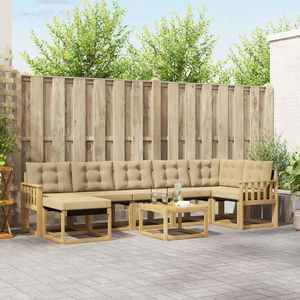 vidaXL Set de canapele de exterior cu pernă 8 pcs Alb și Bej imagine