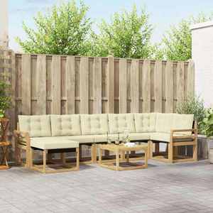 vidaXL Set de canapele de exterior cu pernă 8 pcs Alb și crem imagine