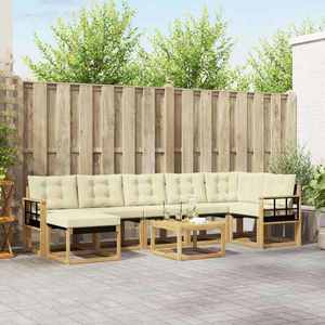 vidaXL Set de canapele de exterior cu pernă 8 pcs Alb și crem imagine
