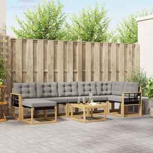 vidaXL Set de canapele de exterior cu pernă 8 pcs Alb și gri deschis imagine
