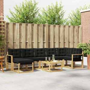vidaXL Set de canapele de exterior cu pernă 8 pcs Alb și negru imagine