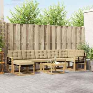 vidaXL Set de canapele de exterior cu pernă 8 pcs Alb și Bej imagine