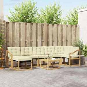 vidaXL Set de canapele de exterior cu pernă 8 pcs Alb și crem imagine