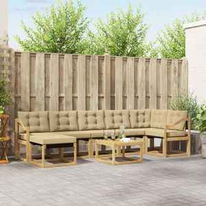 vidaXL Set de canapele de exterior cu pernă 8 pcs Alb și Bej imagine