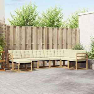 vidaXL Set de canapele de exterior cu pernă 8 pcs Alb și crem imagine