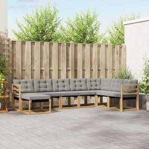 vidaXL Set de canapele de exterior cu pernă 8 pcs Alb și gri deschis imagine