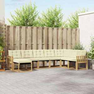 vidaXL Set de canapele de exterior cu pernă 8 pcs Alb și crem imagine